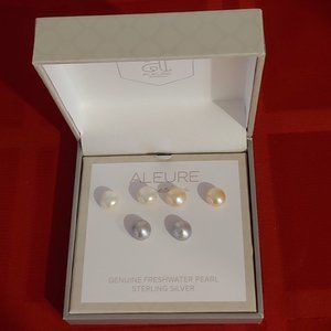 BRAND NEW, ALEURE, GENUINE FRESH WATER PEARL EARRINGS WITH STERLING SILVER!!!